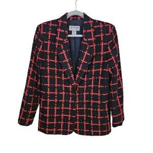 Breckenridge Vintage Wool Blend 90s Red Black Plaid Blazer Size 8p